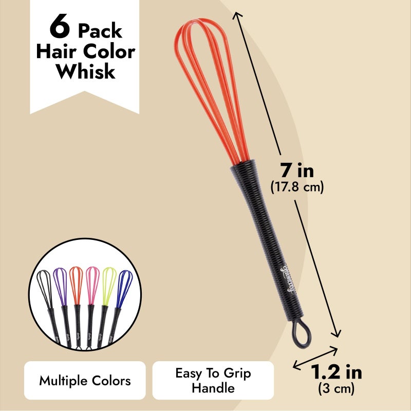 Glamlily Silicone Mini Hair Color Whisk Set - Precision Hair Dye Mixing Whisk - Multi-Use Salon & Kitchen Mixers - Vibrant Color Tools for Salon Organization - 6 Count, 7 x 1.2 in - Image 4